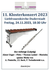Das 11. Klosterkonzert mit dem duo mélange im Ursulinenkloster Duderstadt