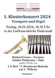 Herzliche Einladung zum 1. Klosterkonzert 2024 in der Liebfrauenkirche Duderstadt
