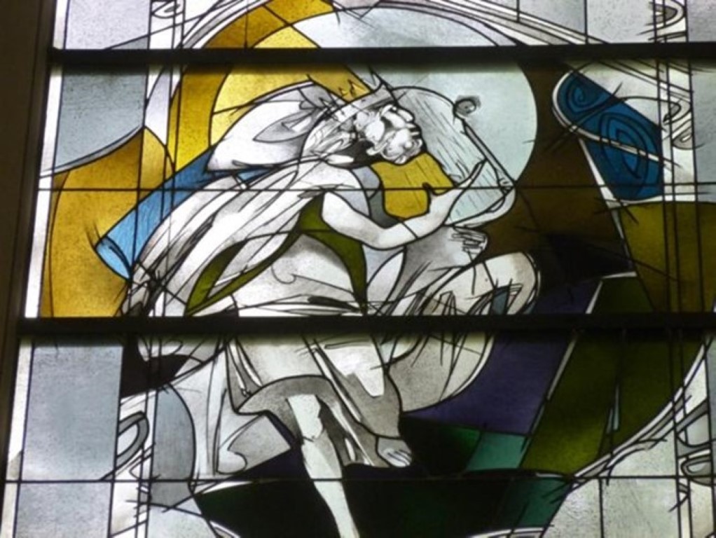 König David – Glasfenster in der St. Mathias-Kirche in Berlin