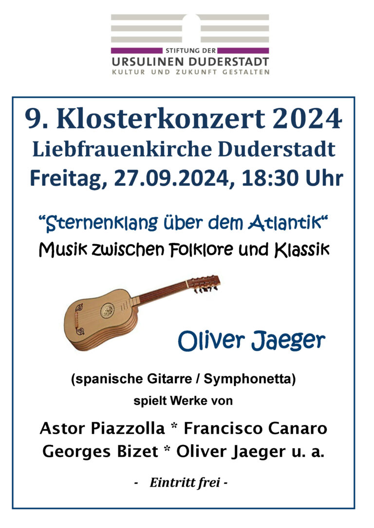 9. Klosterkonzert 2024 Liebfrauenkirche Duderstadt Freitag, 27.09.2024, 18:30 Uhr