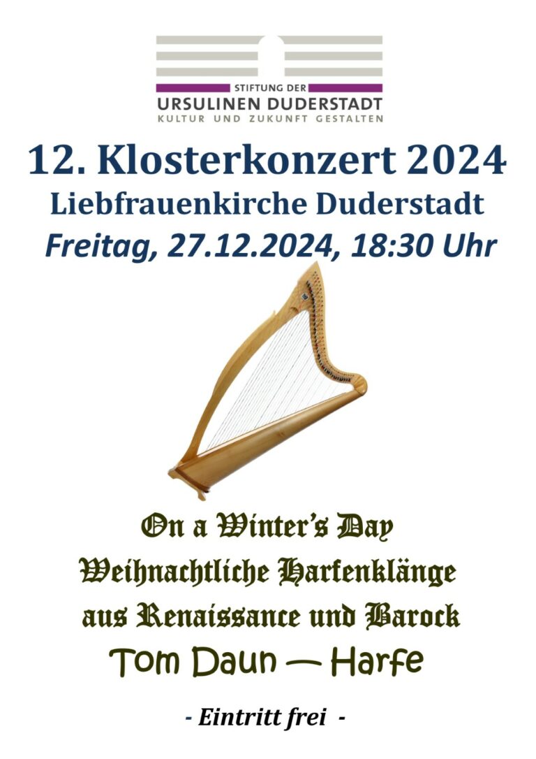 12. Klosterkonzert 2024 – Weihnachtliche Harfenklänge mit Tom Daun