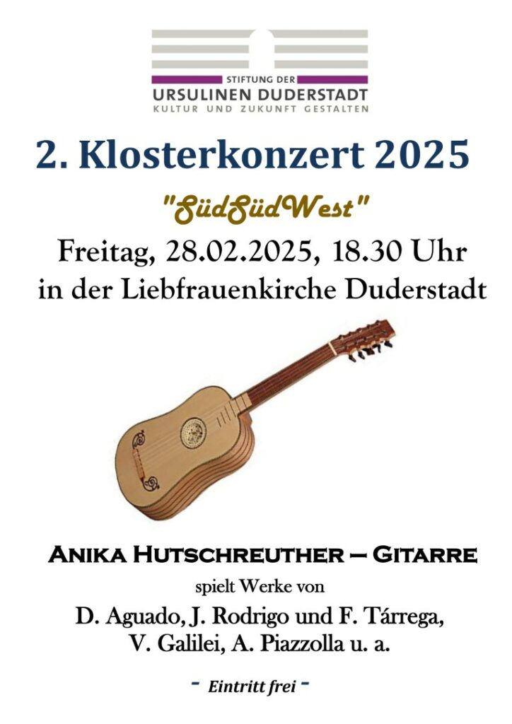 2. Klosterkonzert 2025 – „SüdSüdWest“ mit Anika Hutschreuther