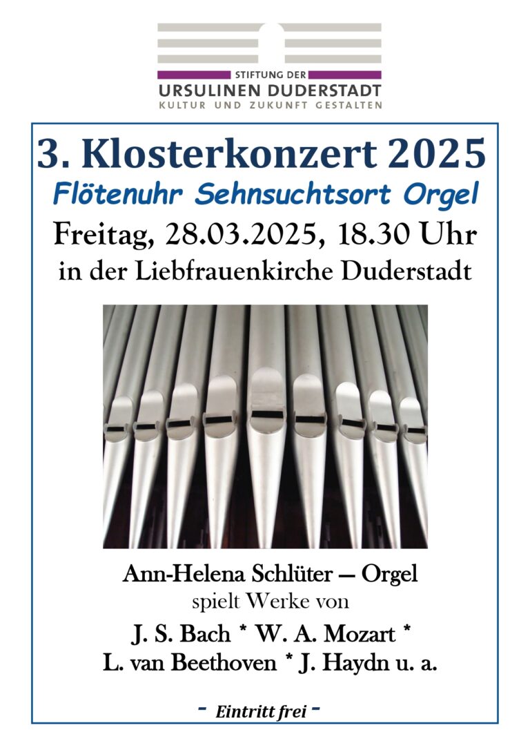 3. Klosterkonzert 2025 – Flötenuhr & Sehnsuchtsort Orgel mit Ann-Helena Schlüter