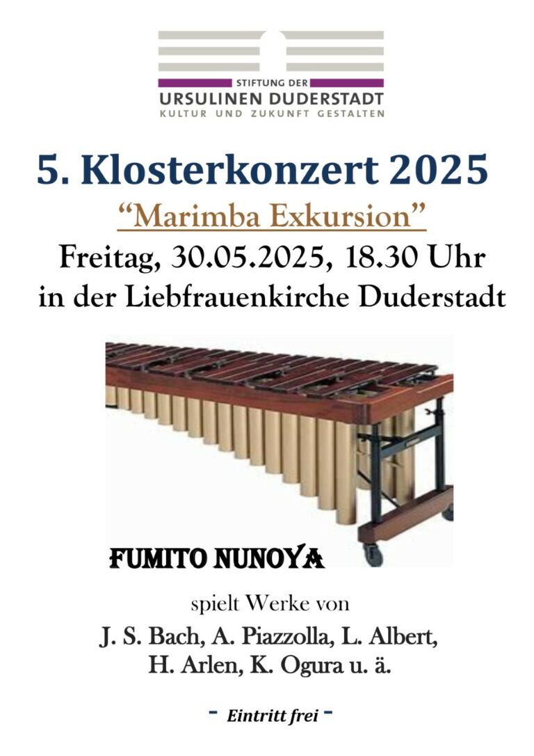 5. Klosterkonzert 2025 – „Marimba Exkursion“ mit Fumito Nunoya